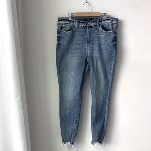 Judy Blue Daphne Mid Rise Released Waistband Skinny Jeans Raw Hem Size 15/32
